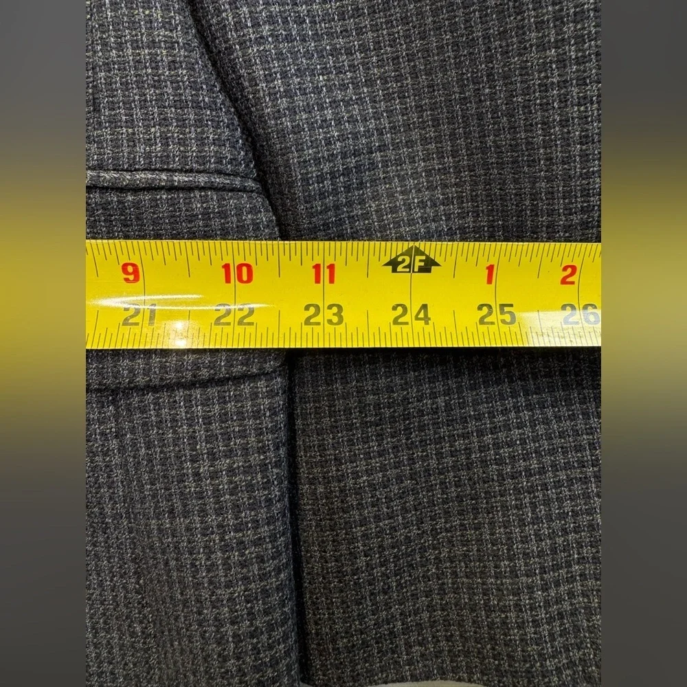 Oscar De La Renta mens sz 44R black‎ gray microcheck 100% wool blazer sport coat